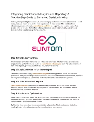 Integrating Omnichannel Analytics and Reporting_ A Step-by-Step Guide to Enhanced Decision Making