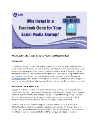 Why Invest in a Facebook Clone for Your Social Media Startup_