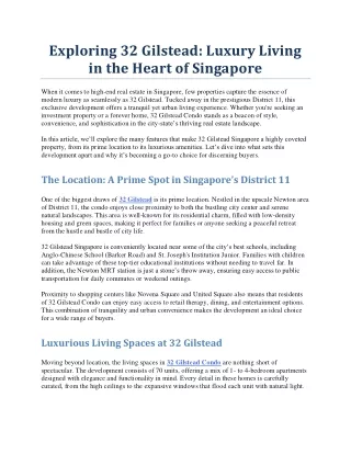Exploring 32 Gilstead Luxury Living in the Heart of Singapore