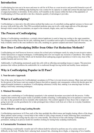 What Makes CoolSculpting Popular in El Paso?