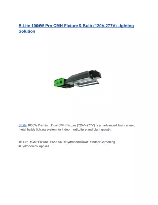 B.Lite 1000W Pro CMH Fixture & Bulb (120V-277V) Lighting Solution