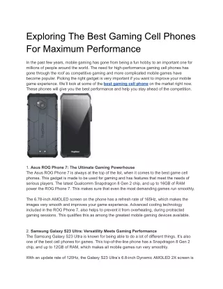 Exploring The Best Gaming Cell Phones For Maximum Performance