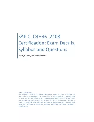 SAP C_C4H46_2408 Certification: Exam Details, Syllabus and Questions