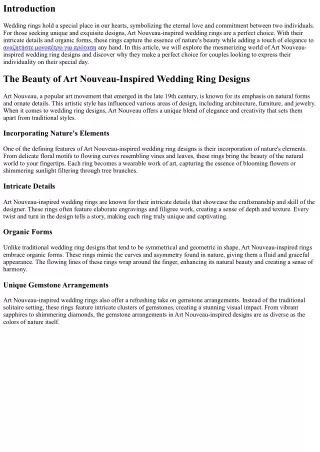 The Beauty of Art Nouveau-Inspired Wedding Ring Designs