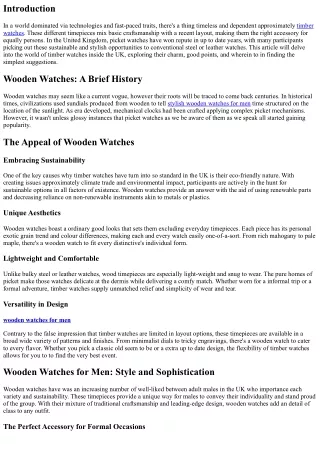Wooden Watches UK: Where Classic Meets Contemporary
