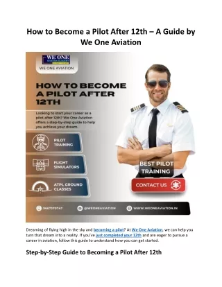 How to Become a Pilot After 12th Your Complete Guide by We One Aviation