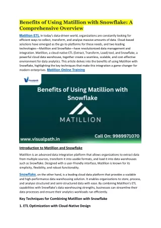 Matillion Online Training | Matillion Training Online