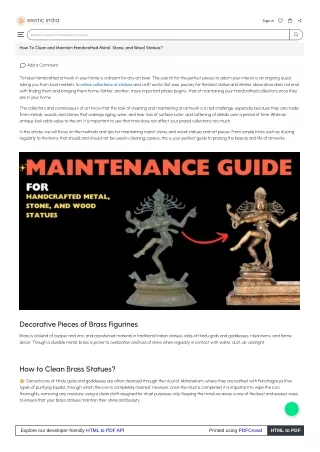 How To Clean and Maintain Handcrafted Metal, Stone, and Wood Statues