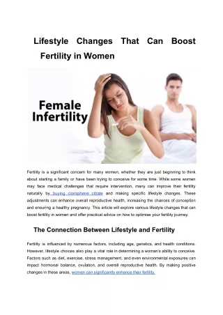 Lifestyle Changes That Can Boost Fertility in Women