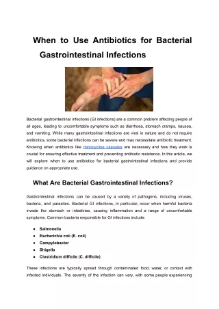 When to Use Antibiotics for Bacterial Gastrointestinal Infections