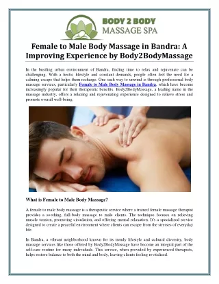 Improving Female to Male Body Massage in Bandra