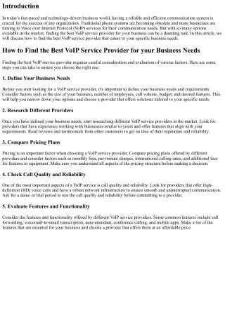 How to Find the Best VoIP Service Provider for your Business Needs