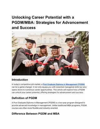 Unlocking Career Potential with a PGDM_MBA_ Strategies for Advancement and Success