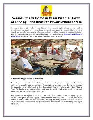 Comfortable Senior Citizen Home in Vasai Virar