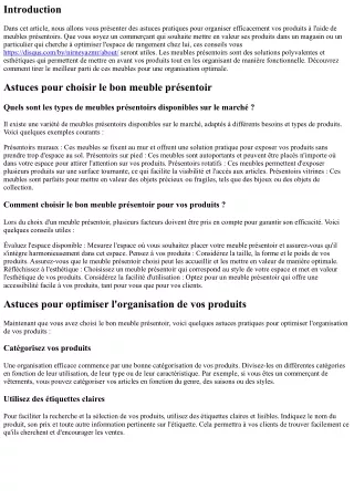 Astuces pour organiser efficacement vos produits avec des meubles présentoirs