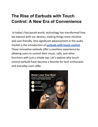 The Rise of Earbuds with Touch Control_ A New Era of Convenience
