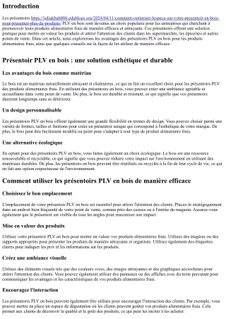 Présentoir PLV en bois : une solution pratique pour les produits alimentaires fr