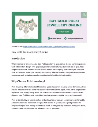 Buy Gold Polki Jewellery Online