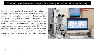 Documentation Compliance Support for a Startup in the Medical Device Industry