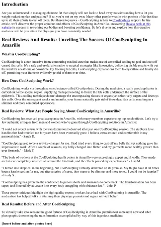 Real Reviews And Results: Unveiling The Success Of CoolSculpting In Amarillo