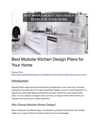 Best Modular Kitchen Design Plans for Your Home