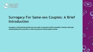 Surrogacy For Same-sex Couples A Brief Introduction