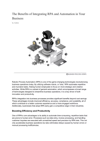 The Benefits of Integrating RPA and Automation in Your Business by Admin