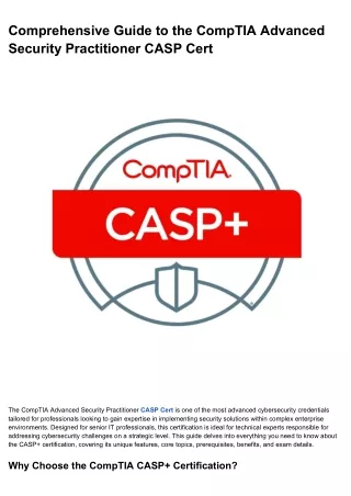 Comprehensive Guide to the CompTIA Advanced Security Practitioner CASP Cert