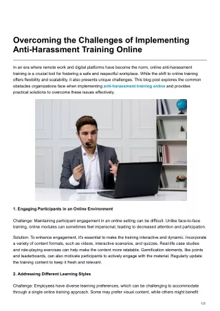 Overcoming the Challenges of Implementing Anti-Harassment Training Online