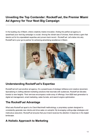 Unveiling the Top Contender RocketFuel the Premier Miami Ad Agency for Your Next Big Campaign