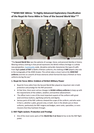 WWII RAF Attires