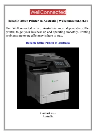 Reliable Office Printer In Australia  Wellconnected.net.au