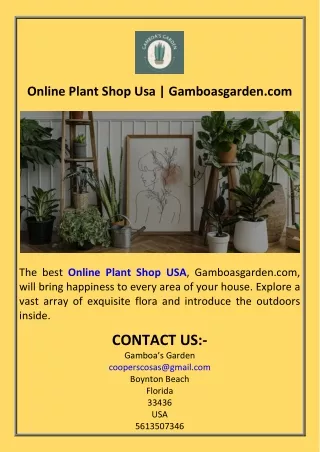 Online Plant Shop Usa  Gamboasgarden.com