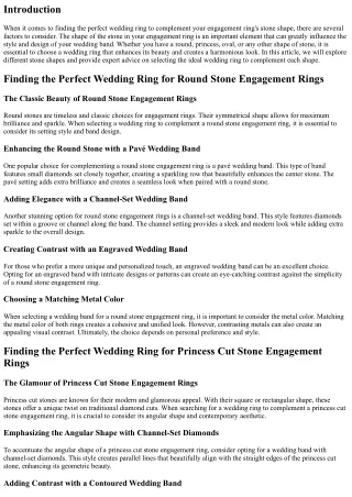 Finding the Perfect Wedding Ring to Complement Your Engagement Ring's Stone Shap