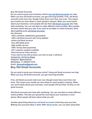 Buy Old Gmail Accounts