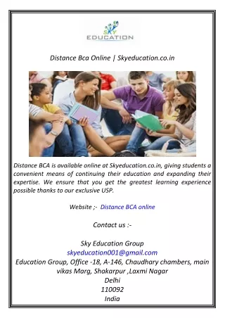 Distance Bca Online  Skyeducation.co.in