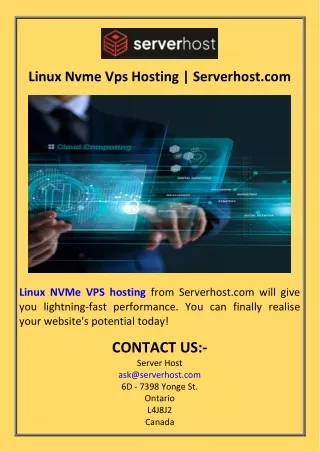 Linux Nvme Vps Hosting  Serverhost.com