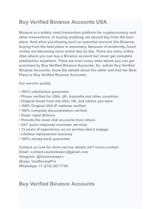 Buy Verified Binance Accounts USA