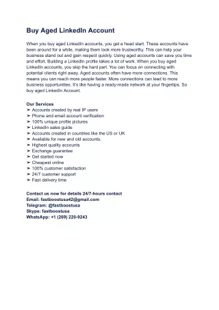 Buy Aged LinkedIn Account