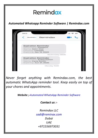 Automated Whatsapp Reminder Software  Remindax.com