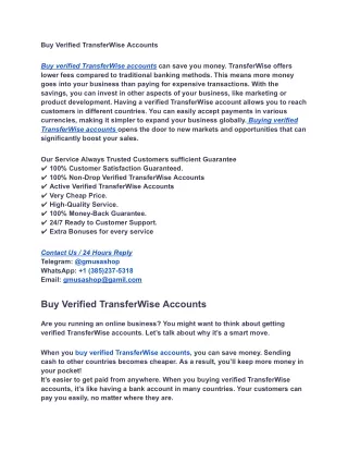 Buy Verified TransferWise Accounts