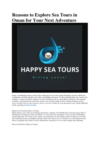 sea tours in oman
