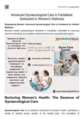 Advanced Gynaecological Care in Faridabad Dedicated to Women's Wellness