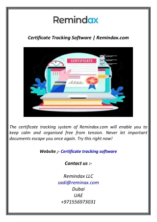 Certificate Tracking Software  Remindax.com