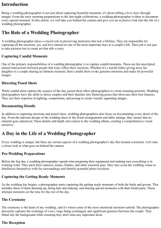 Behind the Camera: A Day in the Life of a Wedding Photographer
