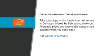 Cab Service In Dehradun  Dehraduntaxihire.com