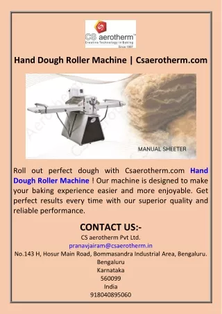 Hand Dough Roller Machine  Csaerotherm.com