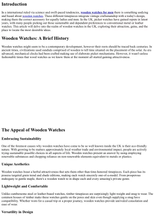 Wooden Watches UK: Where Classic Meets Contemporary