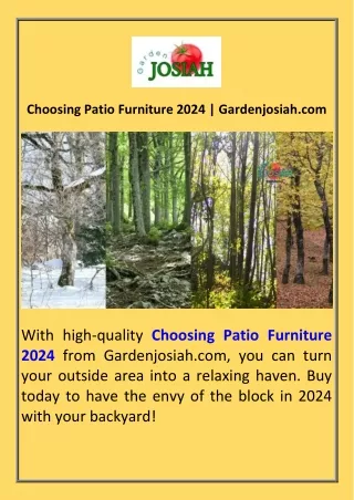 Choosing Patio Furniture 2024  Gardenjosiah.com