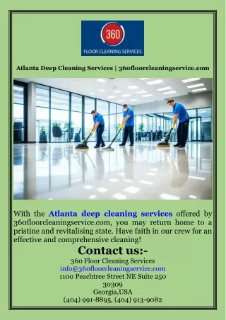 Atlanta Deep Cleaning Services  360floorcleaningservice.com